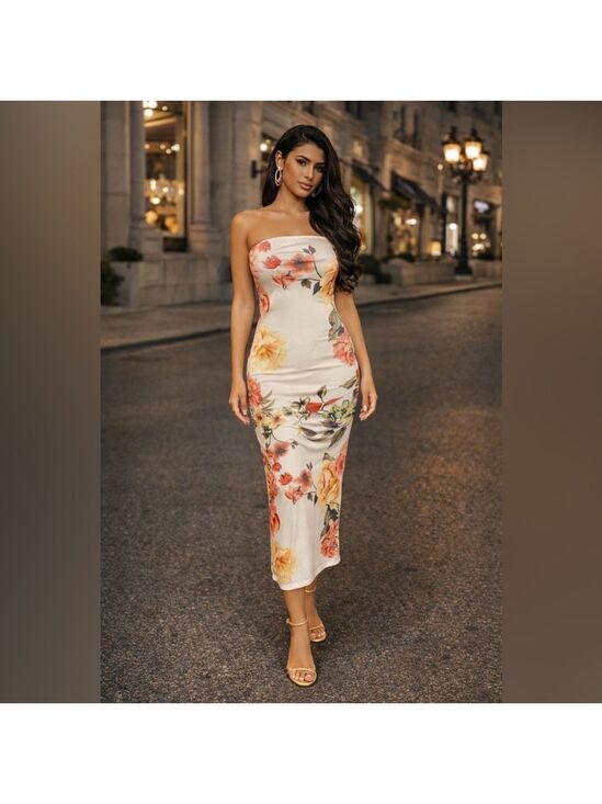 SHEIN Dresses & Skirts - Glitz Beaute “Blossom Muse” Strapless Midi Dress